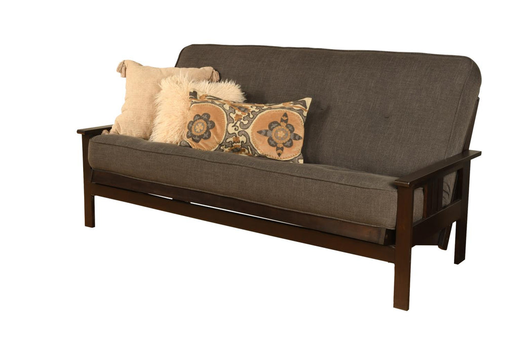 Monterey futon frame in espresso finish with futon mattress