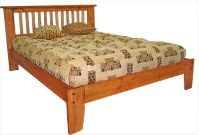 Low platform bed in Pine wood and Colonial Maple finish