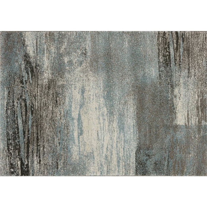 White, grey and blue area rug