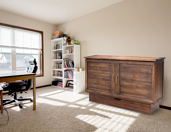 Tuscany Sleep Chest - closed cabinet bed in home office setting