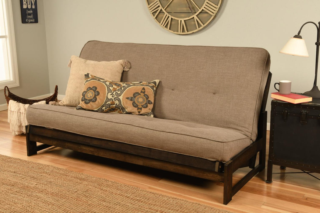 reclaimed mocha futon frame with mattress