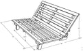 sketch of futon frame showing all dimensions