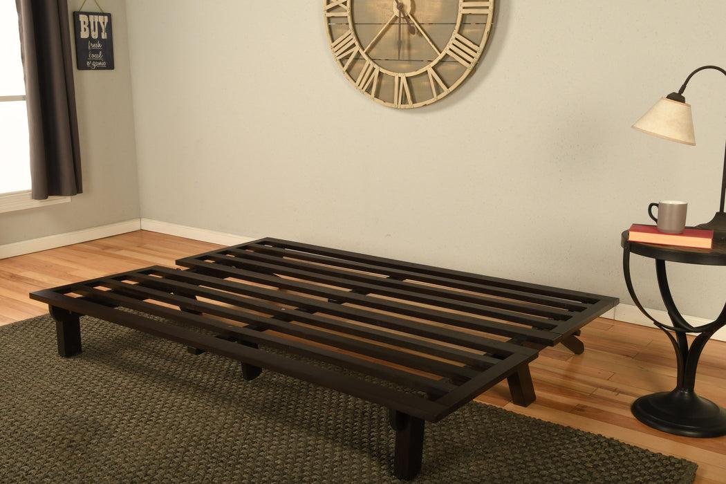 armless wood futon frame only in a bed position
