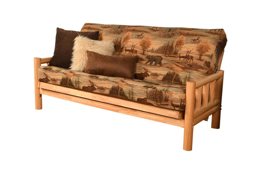 Log Futon frame with futon mattress