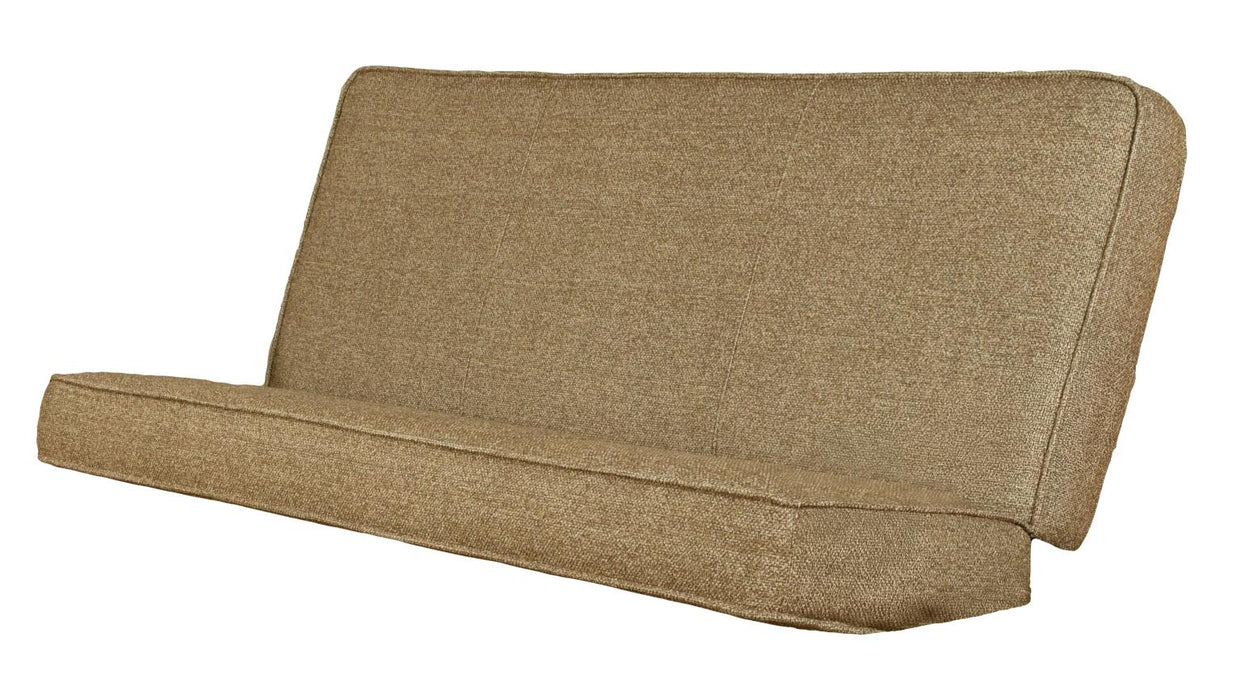 Brown fabric innerspring futon mattress on a white background