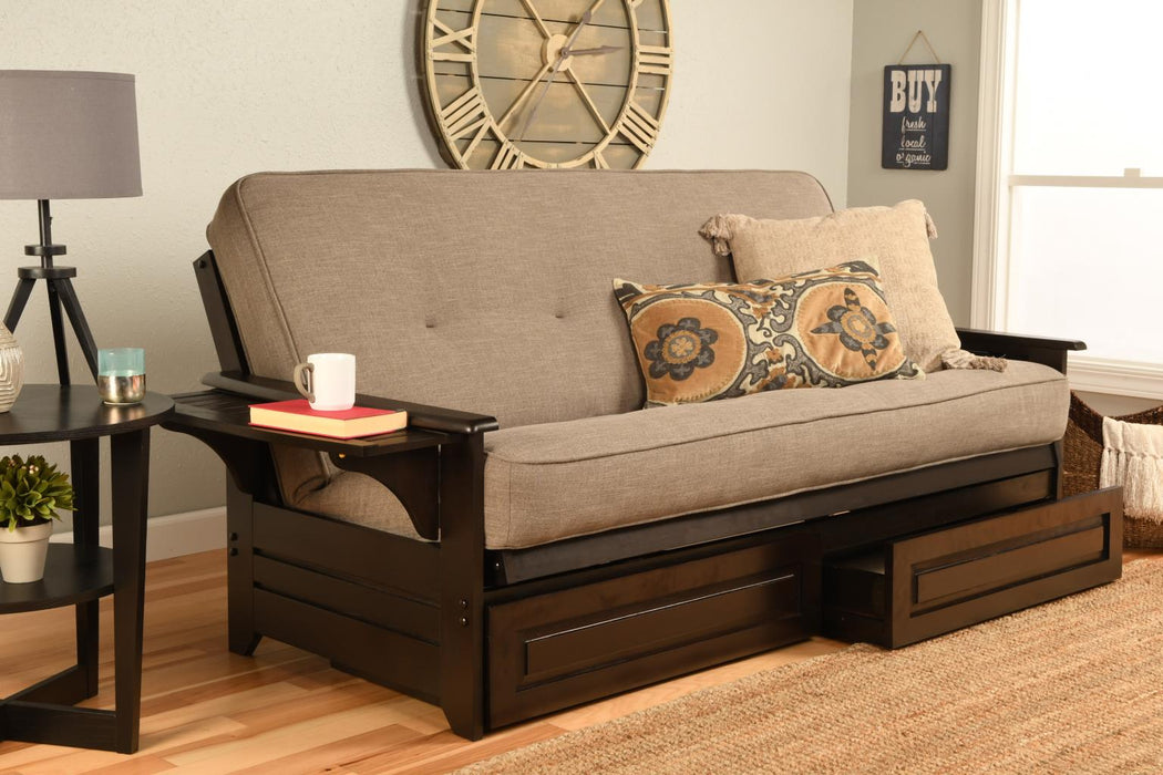 Paloma futon frame with storage drawers