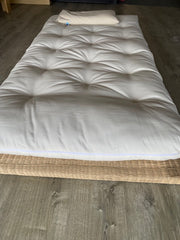tatami mat and shikibuton with buckwheat pillow