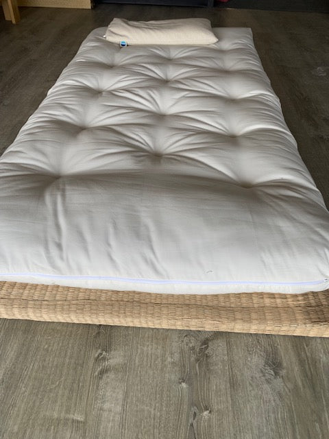 tatami mat and shikibuton with buckwheat pillow