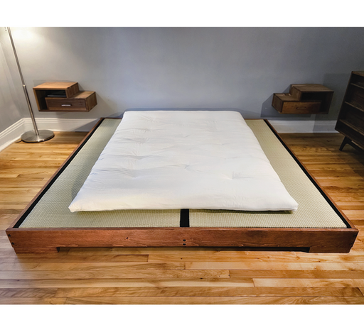 Nagano Tatami platform bed frame with shikibuton in bedroom setting