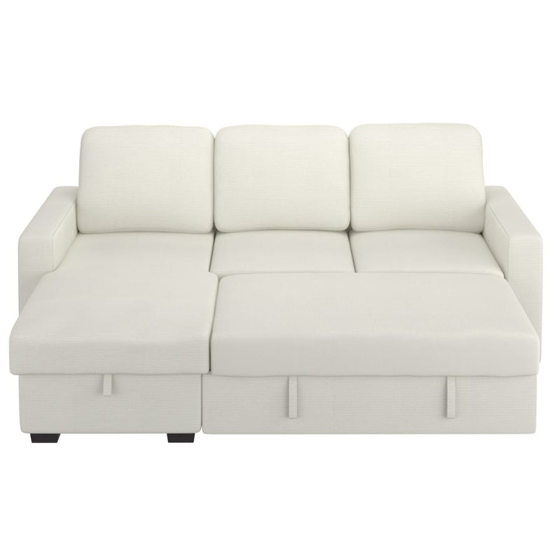 Sofa bed shown in bed position