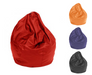 Collage of red, orange, purple and black bean bag chairs
