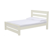 Solid post bed with soft white stain