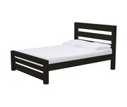 Solid post bed with rich dark brown stain