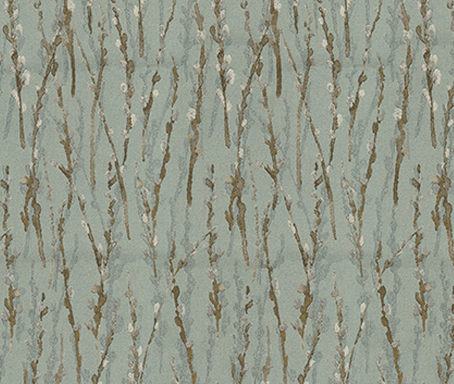Soft teal fabric with willows