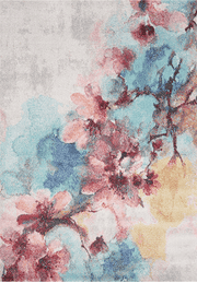 Fresco Area Rug - floral design with blues and pinks