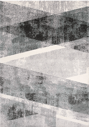Geometric patterned Soho area rug with grey, black and creamy white tones