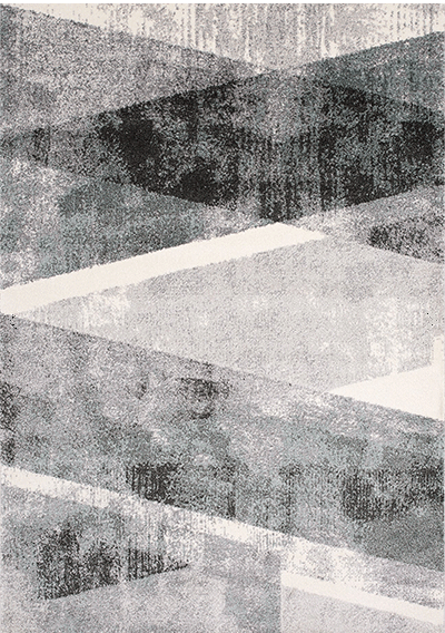 Geometric patterned Soho area rug with grey, black and creamy white tones