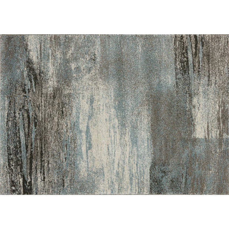 White, grey and blue area rug