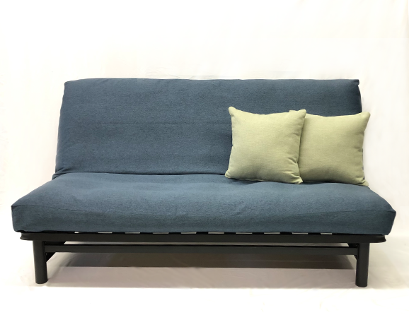 Lift Futon Frame with mattress and blue futon cover