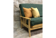 Medina Futon Frame in Natural Finish with Green Futon Cover
