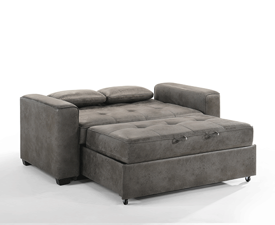 Brookly Convertible Sofa in grey-  in bed position