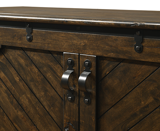 Ranchero Cabinet Bed - rustic low style Murphy bed  - closeup of hardware