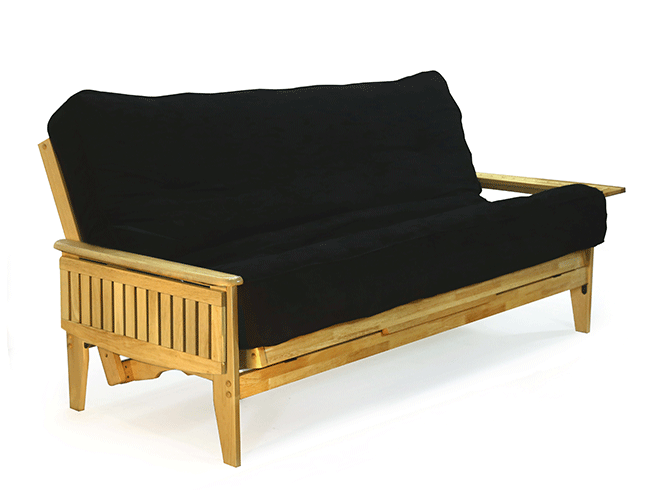 Maple Futon Frame with tray in down  position