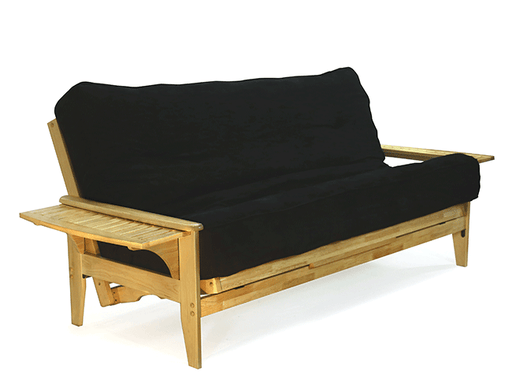 Maple Futon Frame with tray in up position- natural finish