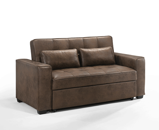 Brookly Convertible Sofa in Walnut - forward facing and in sofa position 2