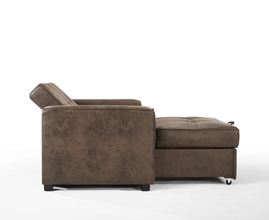Brookly Convertible  Chair in Walnut - side view and in lounge position