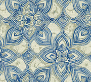 Blue and cream patterned fabric