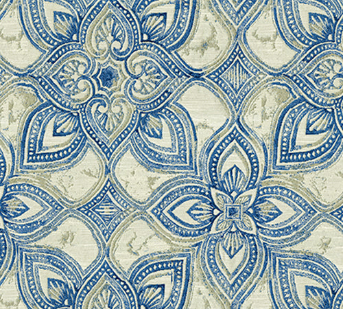 Blue and cream patterned fabric