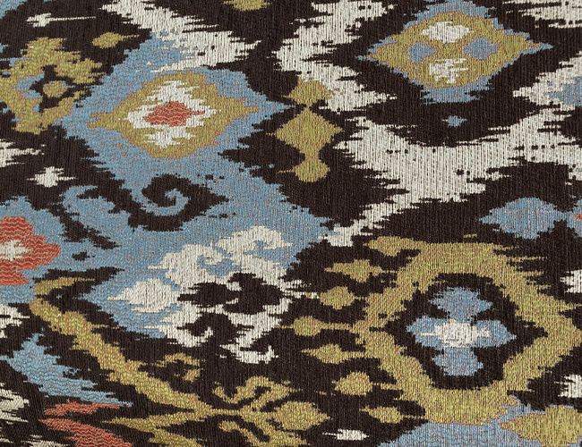 Patterned fabric with blue and black tones